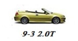 Yellow saab 9-3 2.0t convertible car on a white background.