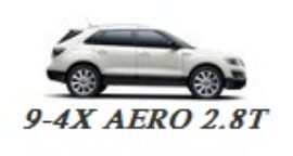 Silver saab 9-4x aero 2.8t crossover suv displayed in profile view.