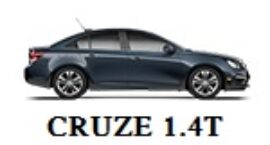 Compact gray sedan labeled cruze 1.4t.