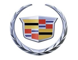 Emblem of cadillac with a laurel wreath.