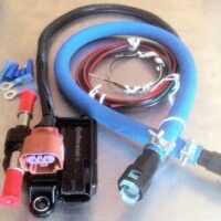 Car audio power installation kit with cables, connectors, and fuse holder.