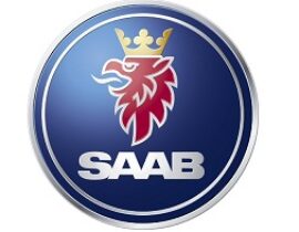 Saab automobile brand logo with a griffin and a crown.