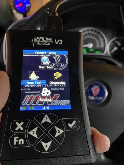 Car tuning device with navigation buttons.